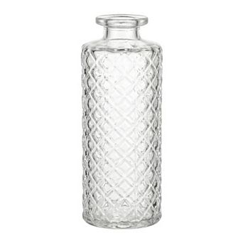 Glass Bud Vases Vintage Small Flower Vases in Bulk Thickened Embossed Glass Bottle 2"Lx2"Wx5"H