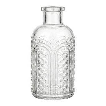Glass Bud Vases Vintage Small Flower Vases in Bulk Thickened Embossed Glass Bottle 2.5"Lx2.5"Wx5"H