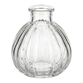 Glass Bud Vases Vintage Small Flower Vases in Bulk Thickened Embossed Glass Bottle 2.8"Lx2.8"Wx3.1"H