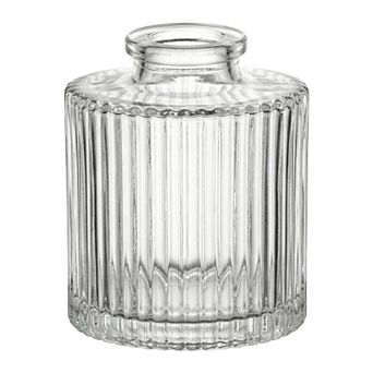 Glass Bud Vases Vintage Small Flower Vases in Bulk Thickened Embossed Glass Bottle 2.6"Lx2.6"Wx3.1"H