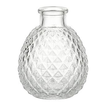 Glass Bud Vases Vintage Small Flower Vases in Bulk Thickened Embossed Glass Bottle 2.8"Lx2.8"Wx3.3"H
