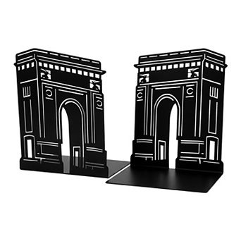 Decorative Metal Bookends with Hollow Design Book Ends Shelves Non-Skid Bookshelf 7.9"Lx4.3"Wx6.7"H