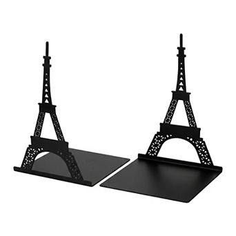 Decorative Metal Bookends with Hollow Design Book Ends Shelves Non-Skid Bookshelf 7.9"Lx4.3"Wx6.7"H