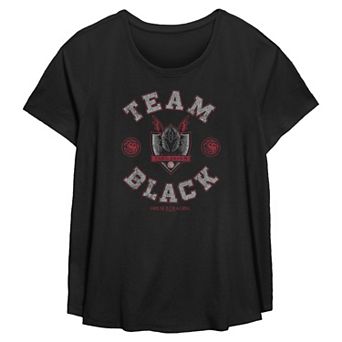 Plus Size House of the Dragon Team Black Flowy Graphic Tee