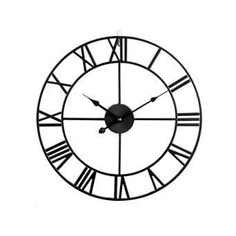 16" Silent Non-Ticking Metal Wall Clock with Roman Numbers: Modern Decor for Living Room, Bedroom