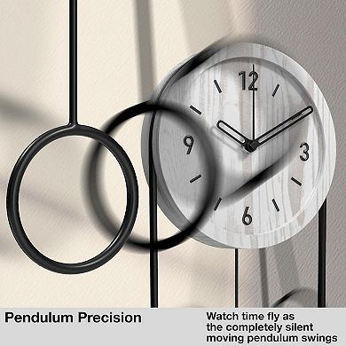 Modern Walnut Wood Wall Clock with Silent Pendulum: Stylish Decor for Living Rooms and Bathrooms