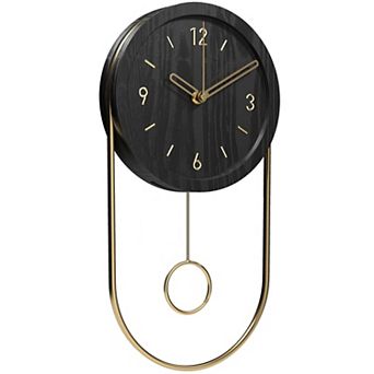 Modern Walnut Wood Wall Clock with Silent Pendulum: Stylish Decor for Living Rooms and Bathrooms