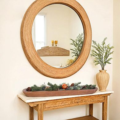 Handmade Paulownia Wood Dough Bowl for Decor: Unique Rustic Table centerpiece