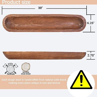 Handmade Paulownia Wood Dough Bowl for Decor: Unique Rustic Table centerpiece
