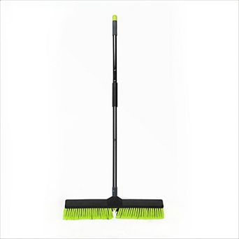 Push Broom 24 Inch with Stiff Bristle Heavy Duty Long Handle