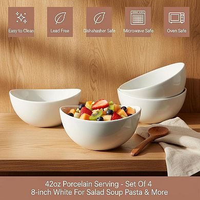 42oz Porcelain Serving Bowls Set of 4 Microwave Dishwasher Safe Versatile Kitchenware