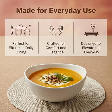 42oz Porcelain Serving Bowls Set of 4 Microwave Dishwasher Safe Versatile Kitchenware