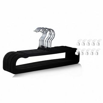 20 Pack Velvet Pants Hangers Non Slip Space Saving 360 Rotatable Hook Strong Clothes Organizer