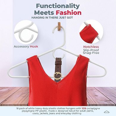 Super Heavy Duty Clothes Hangers 18 Pack 10lb Capacity Thick Plastic for Pants Coats Jackets Jeans