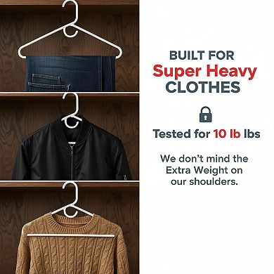 Super Heavy Duty Clothes Hangers 18 Pack 10lb Capacity Thick Plastic for Pants Coats Jackets Jeans