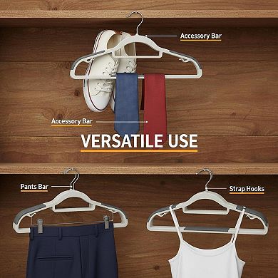 60 Pack Heavy Duty Plastic Hangers Non Slip 360° Hook Space Saving Closet Organizer
