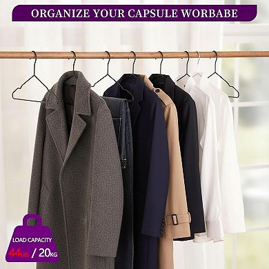 60 Metal Wire Hangers with 5 Clips Heavy Duty Space Saving Anti Slip
