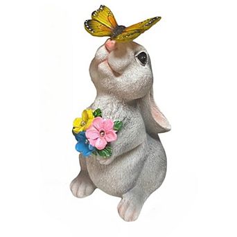 Solar Garden Statues Outdoor Rabbit Figurines with LED Light