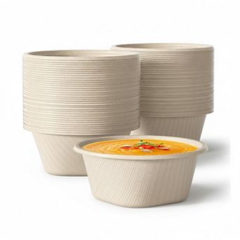 32 Ounce Compostable Sugarcane Paper Bowls 100 Pack Biodegradable Heavy Duty For Hot Cold Food