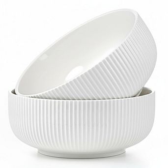 2 Pack 8 Inch 60 Oz Large Ceramic Serving Bowls Microwave Dishwasher Safe
