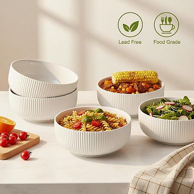 2 Pack 8 Inch 60 Oz Large Ceramic Serving Bowls Microwave Dishwasher Safe