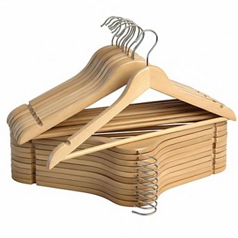 Wooden Hangers 20 Pack Heavy Duty Solid Wood Coat Shirt Pants Closet Organization