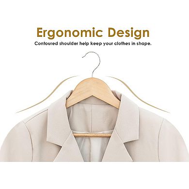 Wooden Hangers 20 Pack Heavy Duty Solid Wood Coat Shirt Pants Closet Organization