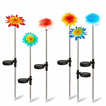 Solar Garden Lights 6 Pack Outdoor Colorful Flower Stake Lights