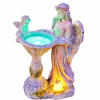 Solar Garden Angel Statue Color Changing Light Waterproof Outdoor Decor Lawn Ornament Gift