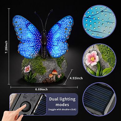 Solar Butterfly Garden Statue Hand Painted Weatherproof Solar Powered Outdoor Decor