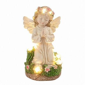 Solar Kneeling Angel Garden Statue Waterproof Outdoor Patio Decor Gift