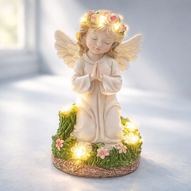 Solar Kneeling Angel Garden Statue Waterproof Outdoor Patio Decor Gift
