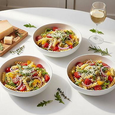 8.5 Inch 4 Pack Ceramic Pasta Salad Bowls Microwave Safe Stackable Dishwasher Safe