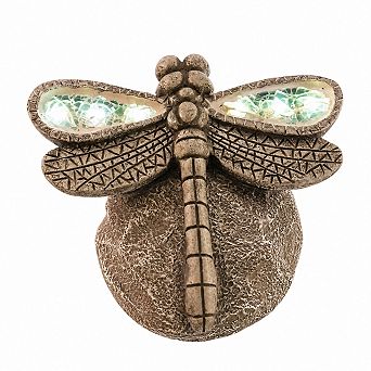 Solar Dragonfly Garden Decor Outdoor Resin Figurine With LED Light Patio Yard Ornament