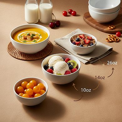 26 Oz White Ceramic Bowl Set Of 4 Microwave Dishwasher Safe For Cereal Soup Salad
