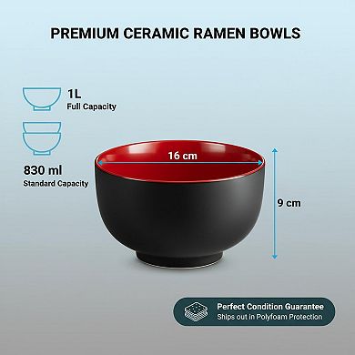 34 Oz Ceramic Ramen Bowl Set Of 4 Microwave Dishwasher Safe