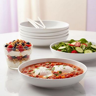 30oz Porcelain Pasta Salad Soup Bowl Set 6 Stackable Microwave Safe