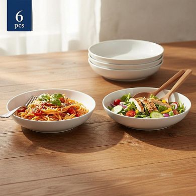 30oz Porcelain Pasta Salad Soup Bowl Set 6 Stackable Microwave Safe