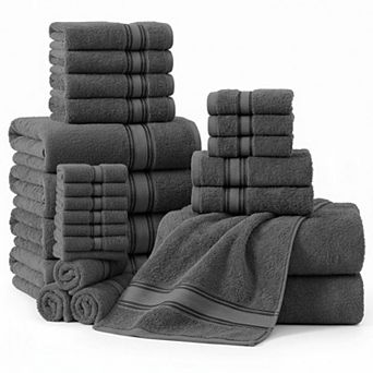 18-Pack Cotton Towel Set Zero Twist 550 GSM Absorbent Soft Hotel Spa Quality
