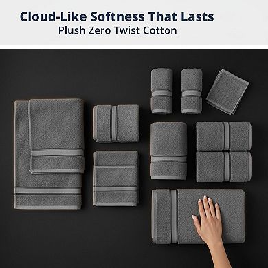 18-Pack Cotton Towel Set Zero Twist 550 GSM Absorbent Soft Hotel Spa Quality