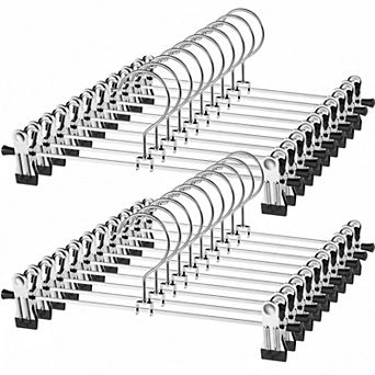 20 Pack Heavy Duty Adjustable Metal Pants Hangers with Clips Space Saving Closet Organizers