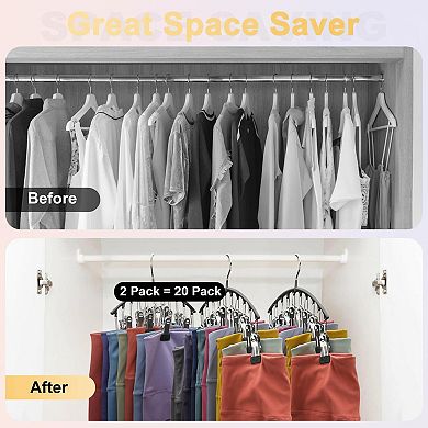 2 Pack Legging Organizer Hangers 20 Capacity 10 Clips Metal Yoga Pants Space Saving Closet Storage