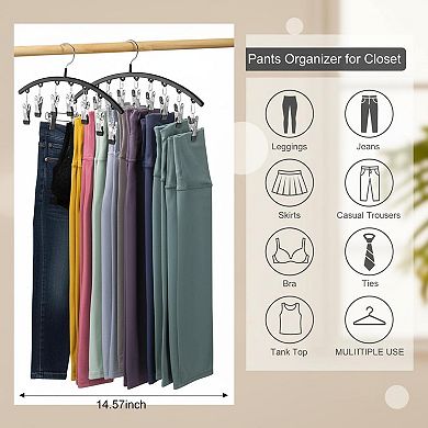 2 Pack Legging Organizer Hangers 20 Capacity 10 Clips Metal Yoga Pants Space Saving Closet Storage