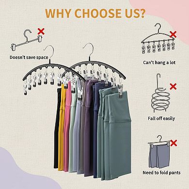 2 Pack Legging Organizer Hangers 20 Capacity 10 Clips Metal Yoga Pants Space Saving Closet Storage