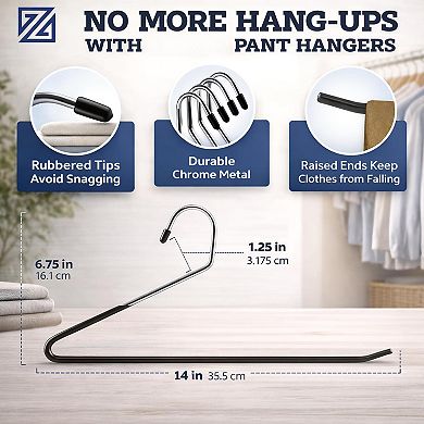 Non Slip Open Ended Metal Pants Hangers Space Saving Organizer for Closet