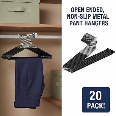 Non Slip Open Ended Metal Pants Hangers Space Saving Organizer for Closet