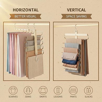 Pants Hangers Space Saving Beechwood 5 Tier 360° Swivel Heavy Duty Closet Organizer