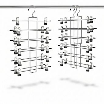 Pants Hangers With Clips 6 tier Space Saving 360° Swivel 2 Pack Closet Organizer