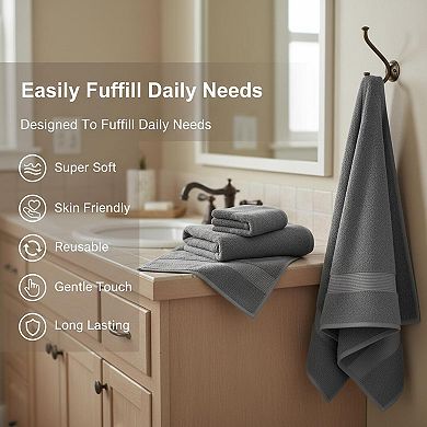 2 Pack Microfiber Bath Towels Soft Absorbent Quick Drying Hanging Loop Multi Purpose