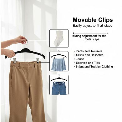 30 Pack Pants Hangers Adjustable Clips Non-slip Space-saving For Skirts Coats Dresses Tank Tops